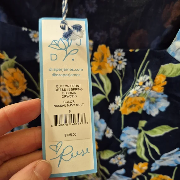 Draper James Floral Dress - Navy, Yellow, Light Blue - Picture 4 of 7